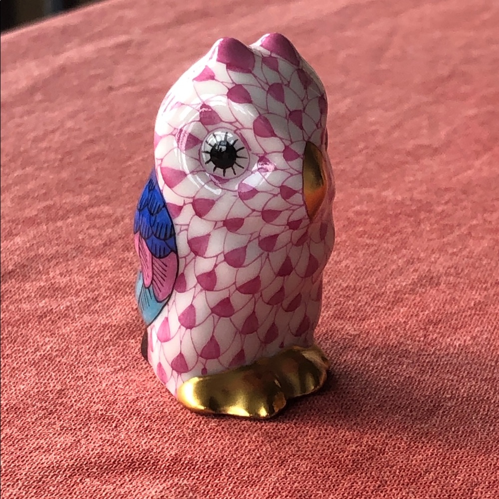 Herend owl 2001 pink fish scale